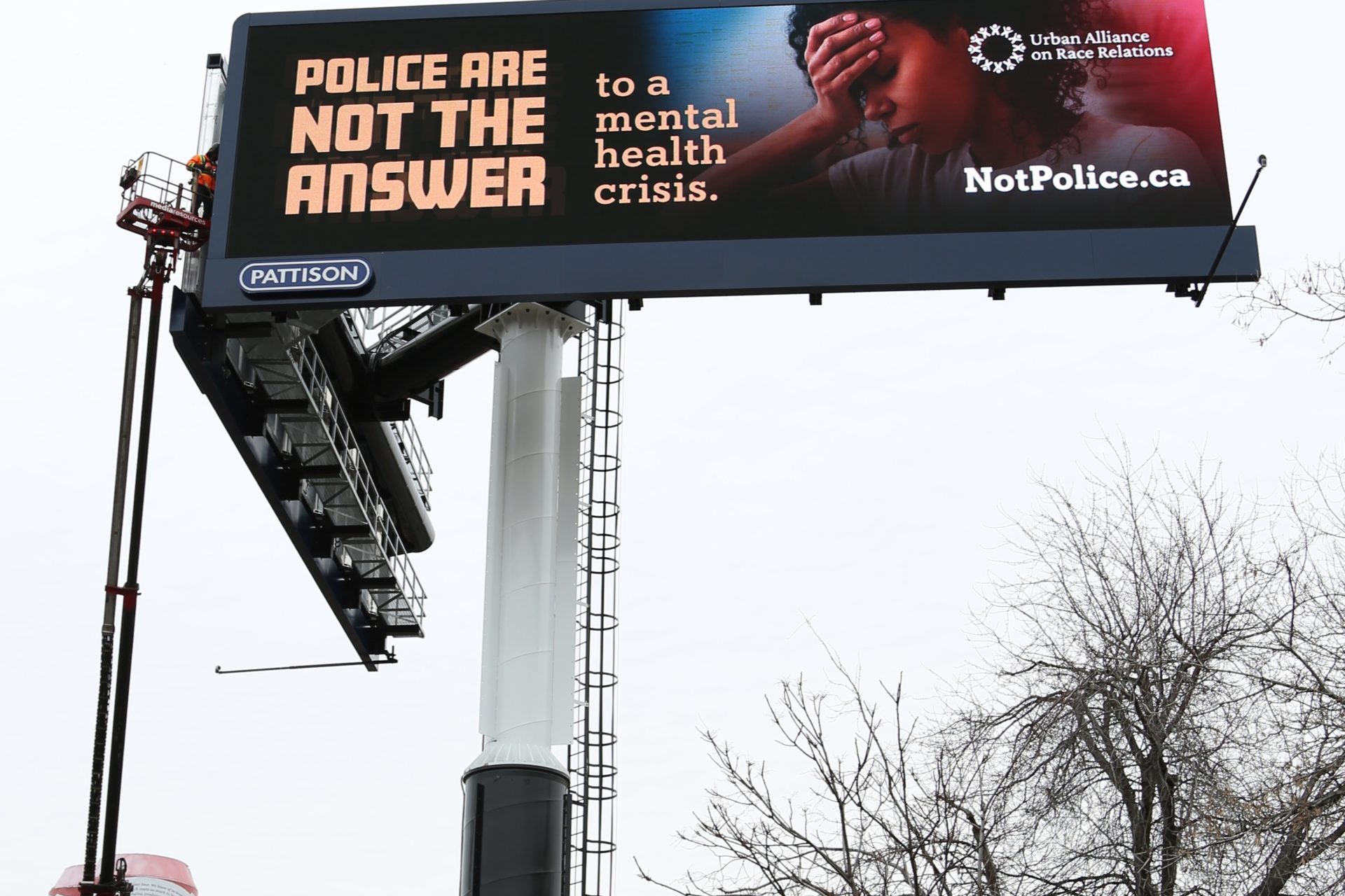 Police are not the answer to a mental health crisis billboard