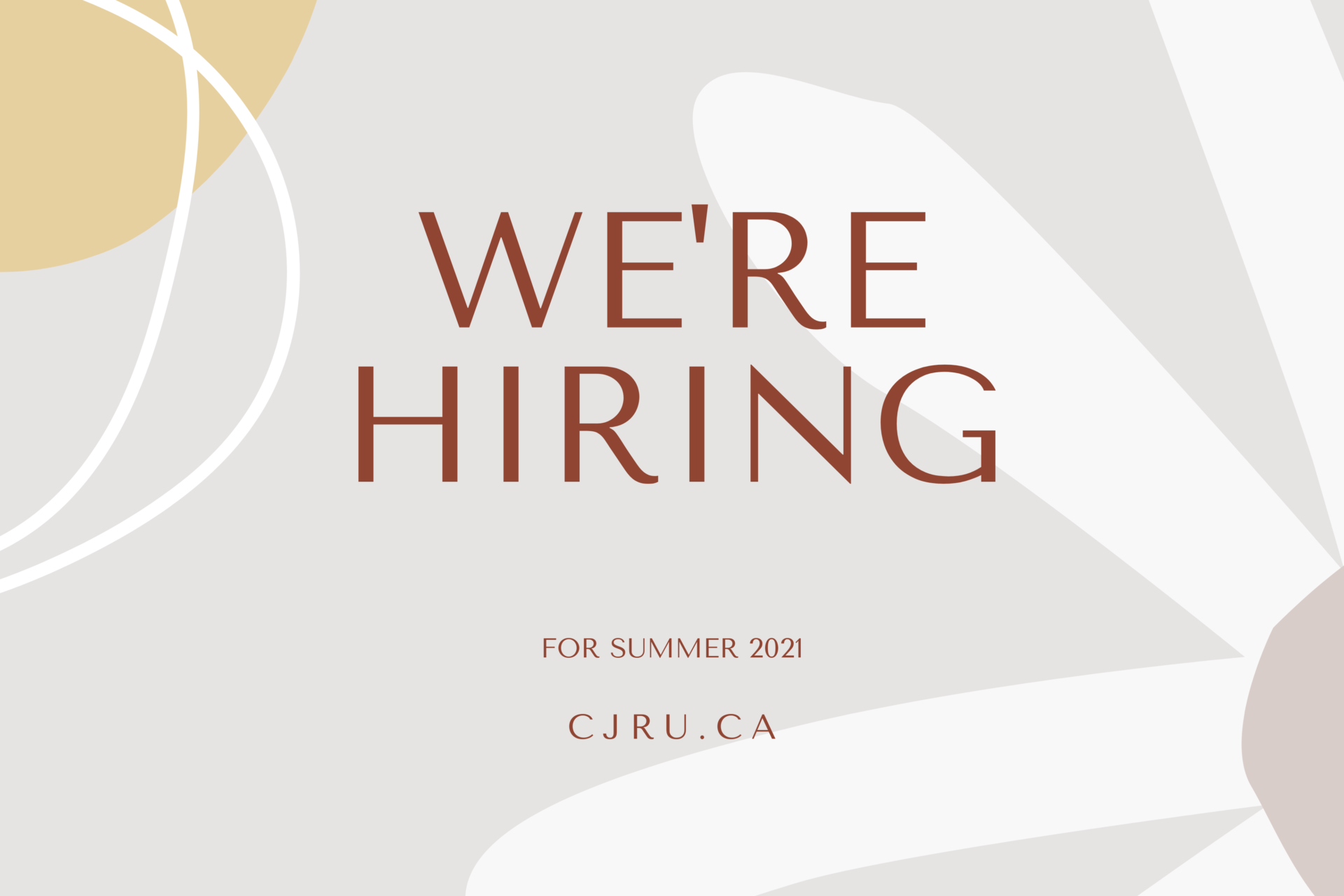 We're Hiring for summer 2021
