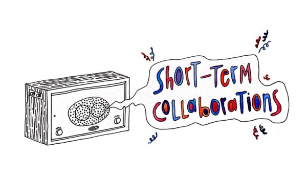 A speaker emits a speech bubble that reads 